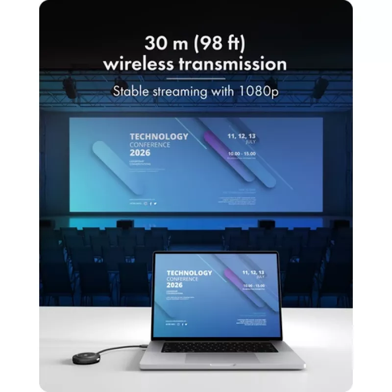 Icy Box IB-WL101 Juhtmevaba HDMI pikenduskomplekt - USB-C HDMI saatja ja vastuvõtja, Full HD 1080p, 30m ulatus, must