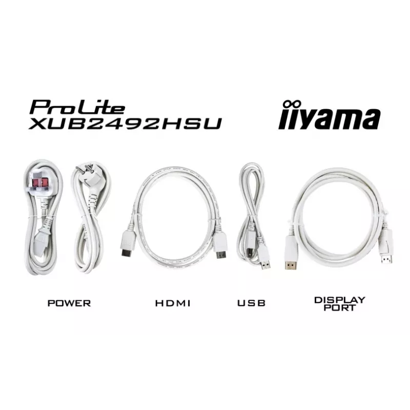 iiyama ProLite XUB2492HSU-W6 24 inch IPS Full HD 100Hz Monitor with USB Hub, 0.4ms, White