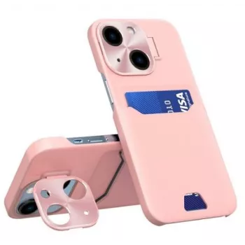 iLike Apple iPhone 14 Nahkstendiga ümbris kaardirahakotiga Roosa