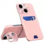 iLike Apple iPhone 14 Nahkstendiga ümbris kaardirahakotiga Roosa