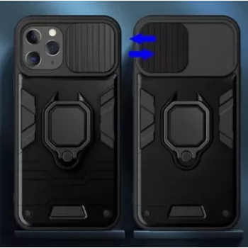 iLike Apple iPhone 14 Pro Max rõngasläätsede korpus must - hübriidne kaitsekate integreeritud rõngahoidja, kaamera objektiivi kaitse, põrutus neeldumine, juhtmevaba laadimise ühilduvus