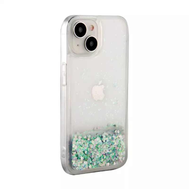 iLike Apple iPhone 15 Silicone Case Water Glitter Silver