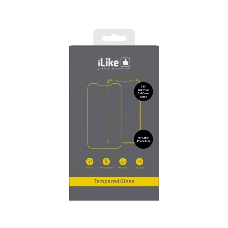 iLike Apple iPhone 6/6S 2.5D Silk Print Full Cover Glass Screen Protector - Must