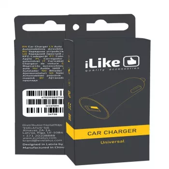 iLike ICC01 Valge auto laadija 1 USB-A pordiga, 5W
