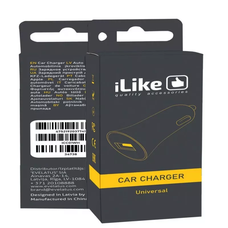 iLike ICC01 Valge auto laadija 1 USB-A pordiga, 5W