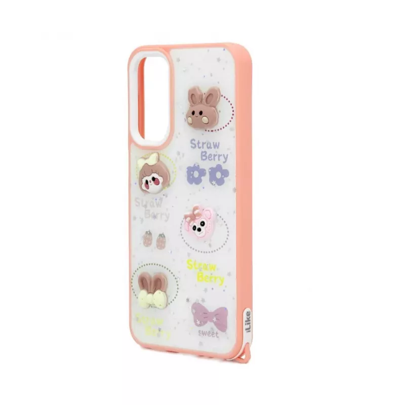 iLike Samsung Galaxy A15 Epoxy Cartoon Cover White Pink