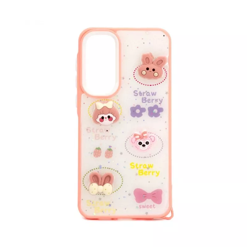 iLike Samsung Galaxy A55 Epoxy Cartoon Cover White Pink