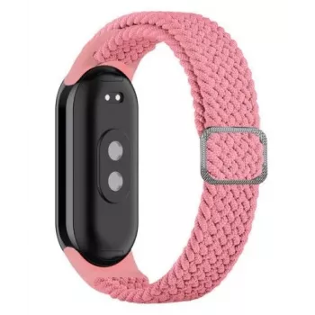 iLike Universal Mi Band 8 randmepael punutud riidest rihm roosa