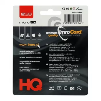 IMRO 2GB microSD-mälukaart SD-adapteriga - Class 4, löögikindel, veekindel, röntgenikindel, temperatuurikindel