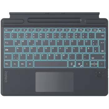 Inateck Surface Pro 8/9/X/11 klaviatuur – hall, saksa QWERTZ, taustvalgustusega puuteplaadiga