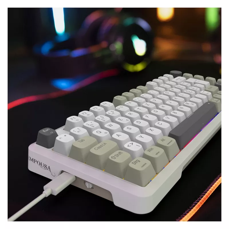 INCA Gaming Keyboard RGB GraySwitch USB-C/BT 2.00m White (IKG-455)