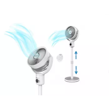 INCA IAF-01B Püstiventilaator laetava akuga, BLDC-mootor, 5 kiirust, LED-ekraan, valge