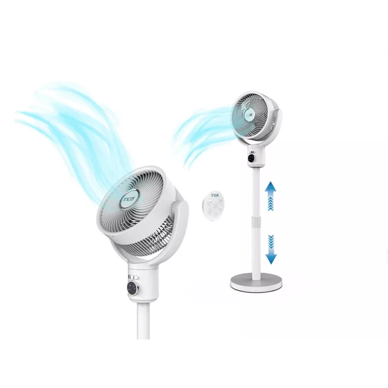 INCA IAF-01B Püstiventilaator laetava akuga, BLDC-mootor, 5 kiirust, LED-ekraan, valge