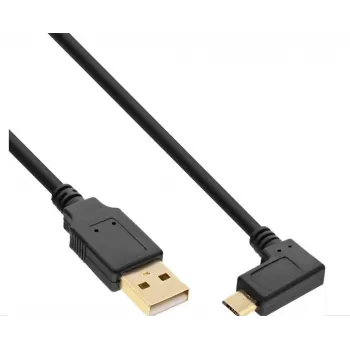 InLine Micro-USB 2.0 kaabel, USB-A isane Micro-B isane nurga all, kullatud kontaktid, 0,5 m