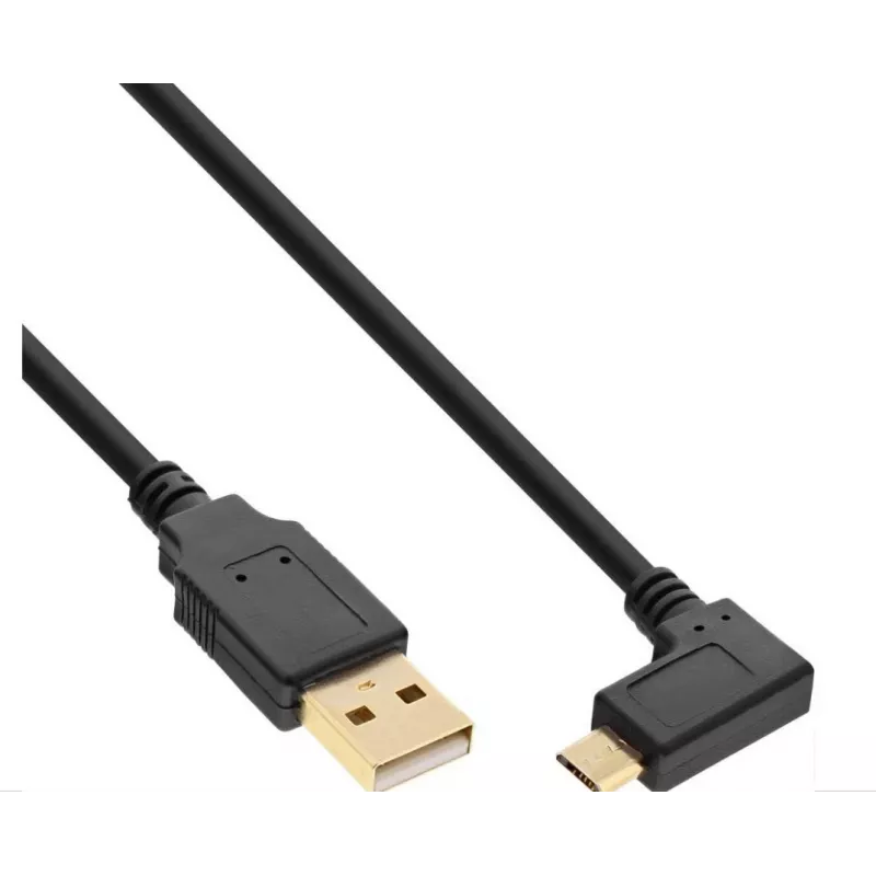 InLine Micro-USB 2.0 kaabel, USB-A isane Micro-B isane nurga all, kullatud kontaktid, 0,5 m