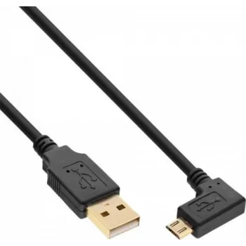 InLine Micro-USB 2.0 kaabel, USB-A isane Micro-B isane nurga all, kullatud kontaktid, 0,5 m