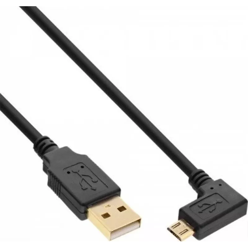 InLine Micro-USB 2.0 kaabel, USB-A isane Micro-B isane nurga all, kullatud kontaktid, 0,5 m