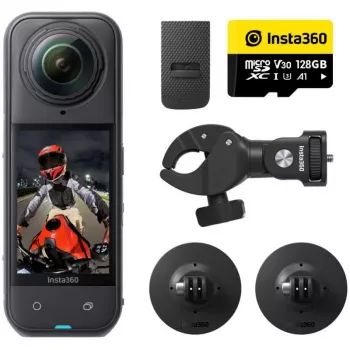 Insta360 X3 Action Camera with Motorcycle Mount Kit - 5.7K 360 Video, 72MP Photo, FlowState Stabilization