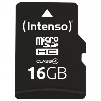 Intenso 16GB MicroSDHC Class 4 mälukaart SD-adapteriga, lugemiskiirus kuni 21 MB/s, must