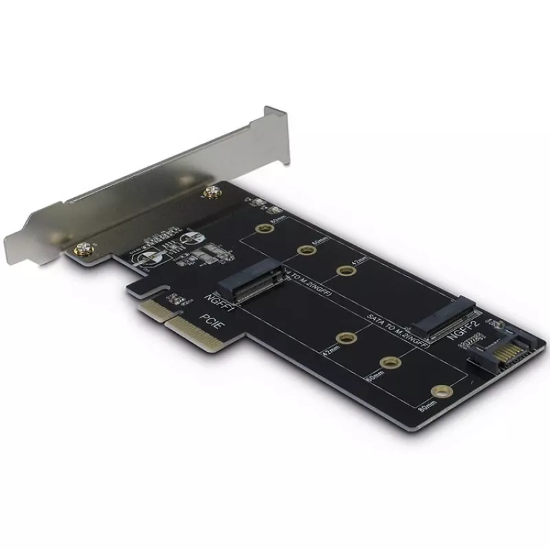Inter-Tech PCIe Adapter Card KT015 PCIe x4 to M.2 NVMe + SATA to M.2