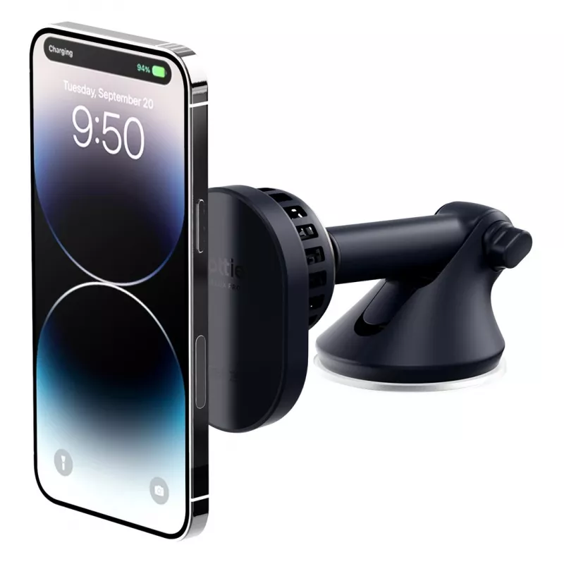 iOttie Velox Pro Active magnetiline juhtmevaba laadimisega autohoidik MagSafe iPhone'ile, must kuldsete aktsentidega