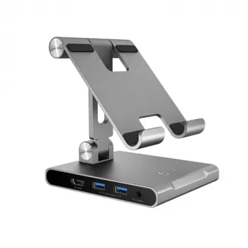 j5create JTS224-N mitme nurga all alus USB-C dokkimisjaamaga iPad Pro jaoks (Space Grey)