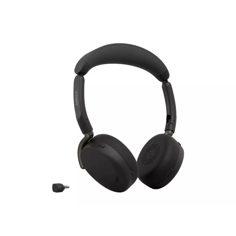 Jabra Evolve3 65 Flex juhtmevaba Bluetooth-klapiga peakomplekt hübriidse ANC-iga, Jabra Link 390c USB-C-adapter, UC-sertifitseeritud, must