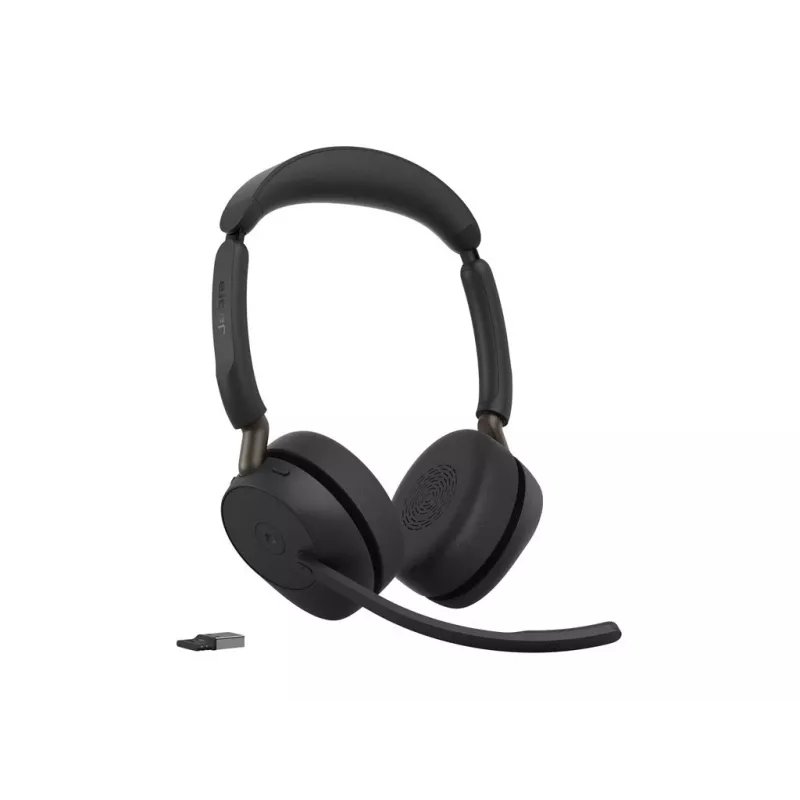 Jabra Evolve3 65 Stereo Link 390a MS juhtmevaba kõrvaklappide komplekt Bluetoothi ja USB-A adapteriga, optimeeritud Microsoft Teamsile, must