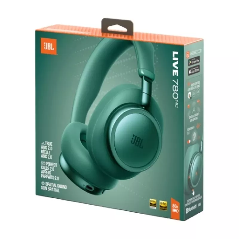 JBL Live 780NC juhtmevabad kõrvaklapid üle kõrva, adaptiivse mürasummutusega, Bluetooth 5.3, 65h aku, roheline