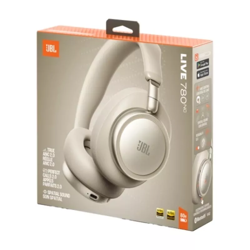 JBL Live 780NC juhtmevabad kõrvaklapid üle kõrva, adaptiivse mürasummutusega, Bluetooth 5.3, 50H aku, Champagne