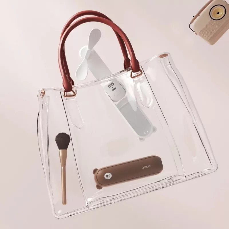 JISULIFE Handheld Fan 8 Brown - Kaasaskantav laetav miniventilaator toiteploki funktsiooniga
