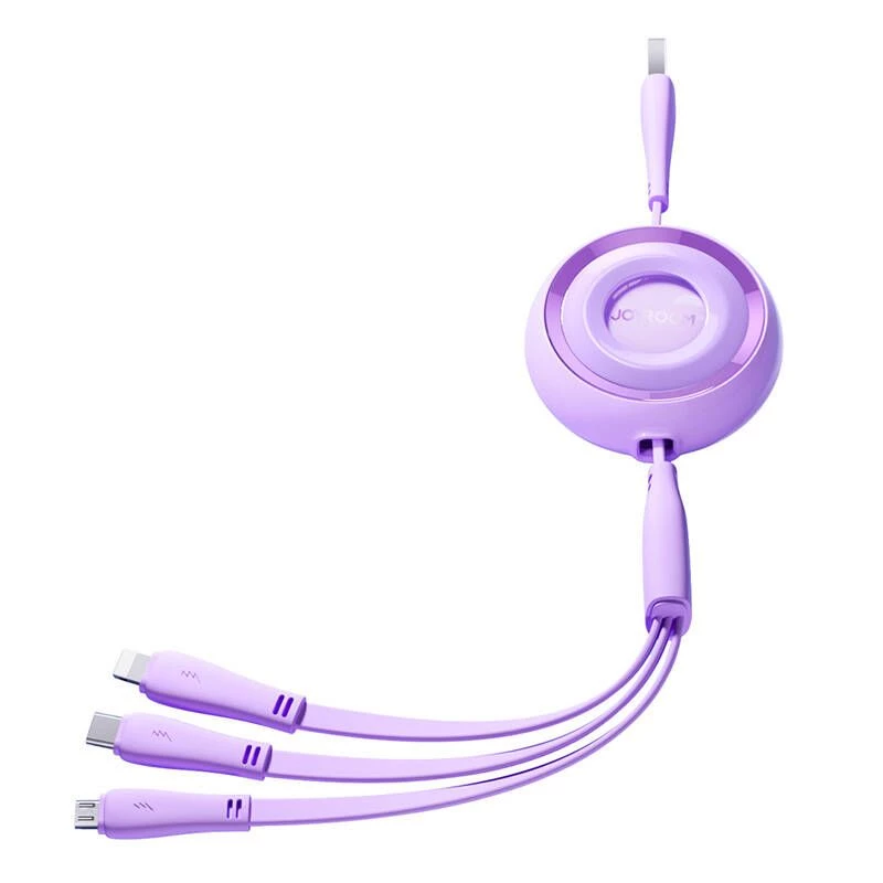 JOYROOM 3in1 Colorful USB to USB-C/Lightning/Micro USB Cable 3.5A, 1m (Purple)