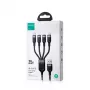 Joyroom 4-in-1 USB-A to 2x Lightning / USB-C / Micro USB Charging Cable, 3.5A, 1.2m, Black (A18 Series)