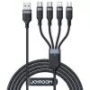 Joyroom 4-in-1 USB - Lightning/ Type-C/ Type-C/ Micro USB kaabel Multi-Color Series A18, 3.5A, 1,2m, must (S-1T4018A18c)