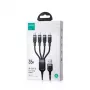 Joyroom 4-in-1 USB - Lightning/ Type-C/ Type-C/ Micro USB kaabel Multi-Color Series A18, 3.5A, 1,2m, must (S-1T4018A18c)