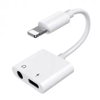 Joyroom Adapter Lightning to Lightning/ 3.5mm Mini Jack, 0.12m, Valge (S-Y104)