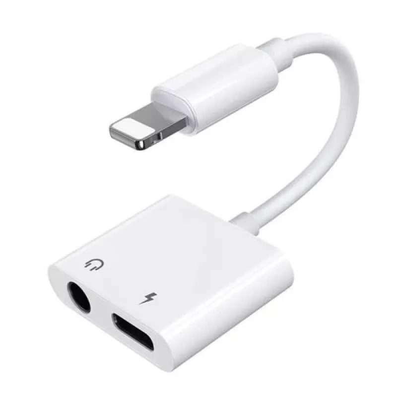 Joyroom Adapter Lightning to Lightning/ 3.5mm Mini Jack, 0.12m, Valge (S-Y104)