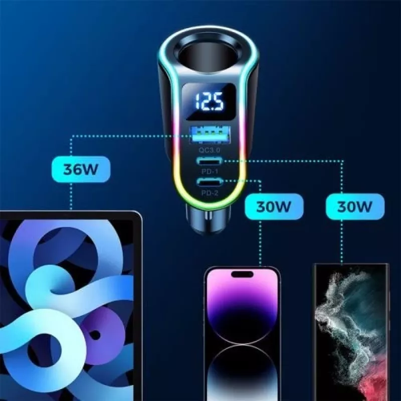 Joyroom Auto laadija 4-in-1 Bluetooth FM saatja PD 150W Must (JR-CL21)