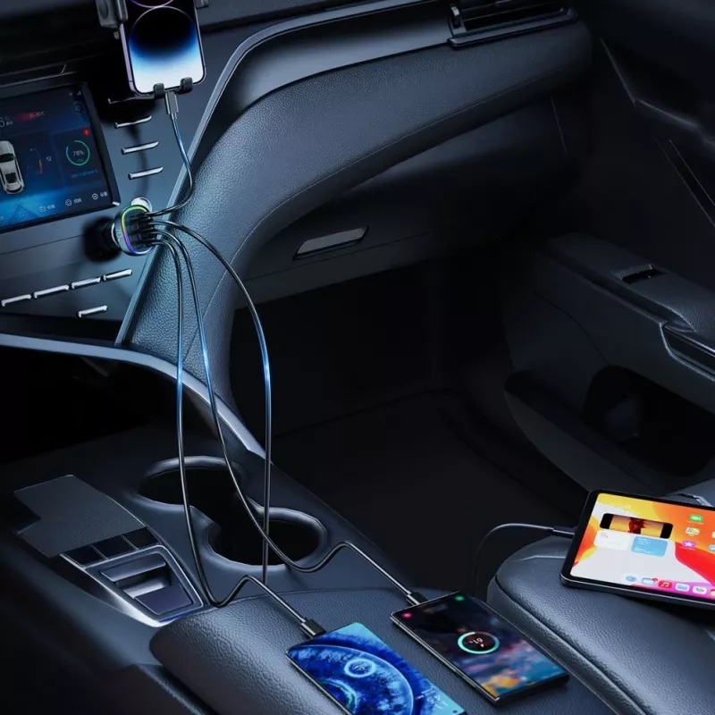 Joyroom CL29 70W 4-Port Car Charger with 2 USB-C and 2 USB-A, Black
