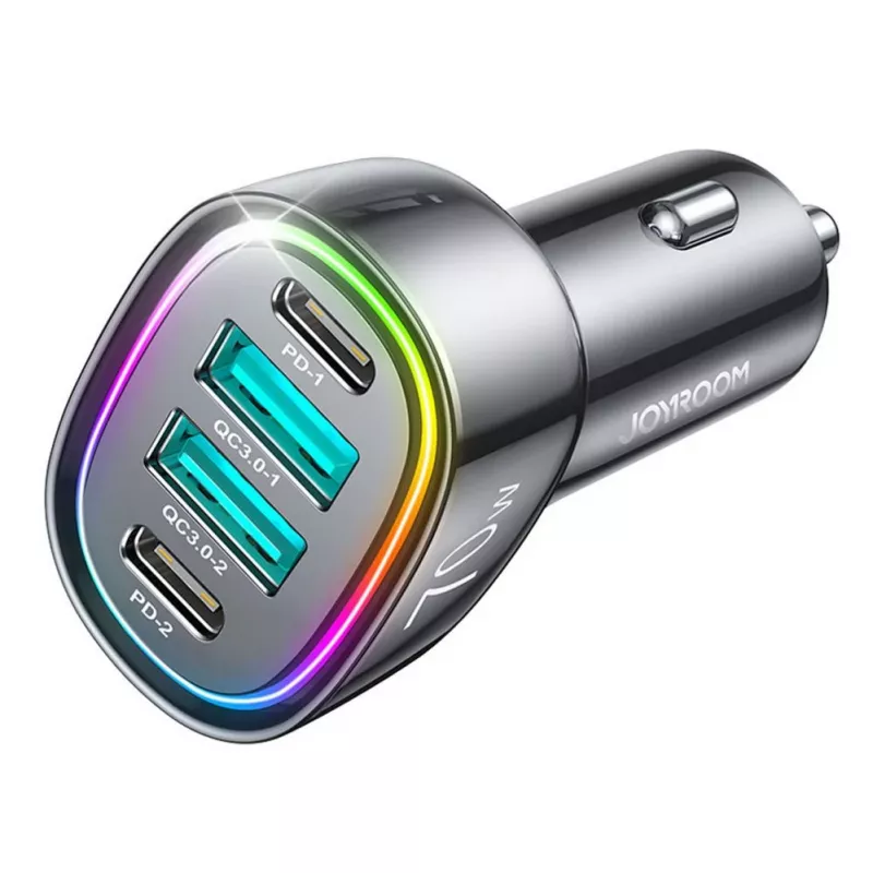 Joyroom CL29 70W 4-Port Car Charger with 2 USB-C and 2 USB-A, Black