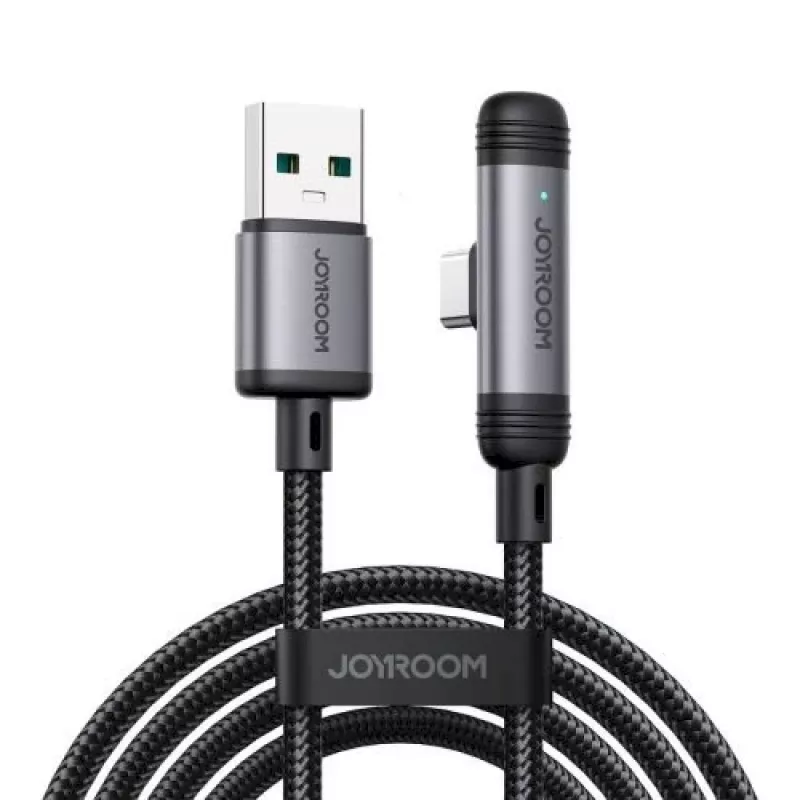 Joyroom EnjoyX seeria USB-A kuni USB-C 90-kraadine kaabel A56, 3A, 480 Mbps, 1,2m, must (S-A56)
