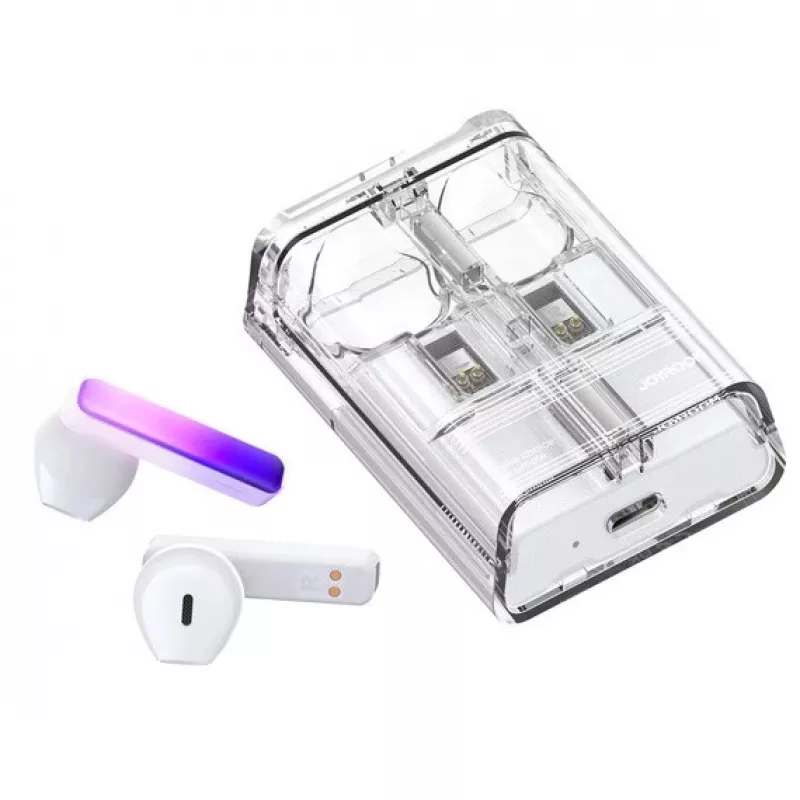 Joyroom IceLens Series True Wireless Earbuds LED-tuledega, Bluetooth 5.3, Valge (JR-TC1-WHT)