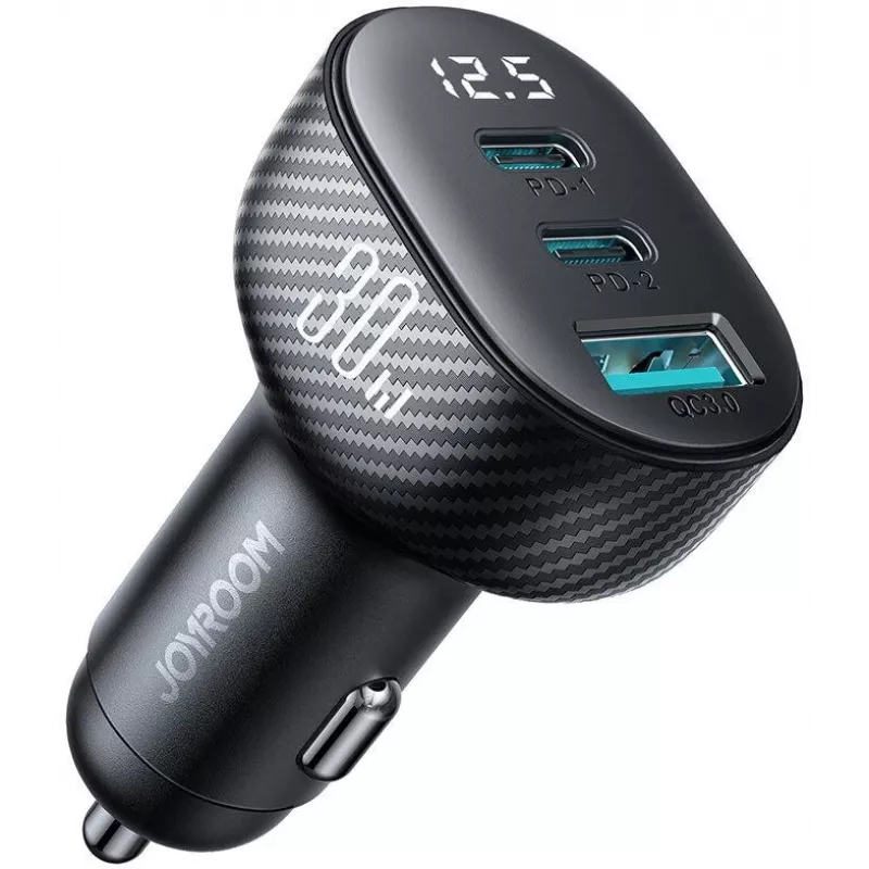 Joyroom JR-CCD04 Auto laadija 30W 2x USB-C USB-A digitaalekraaniga - Must