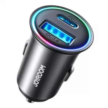JOYROOM JR-CCN04 Mini autolaadija 60W USB-C PD 3.0 & USB-A QC 3.0, must