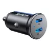 Joyroom JR-CCN06 Mini autolaadija 30W 2x USB-C Metall Must