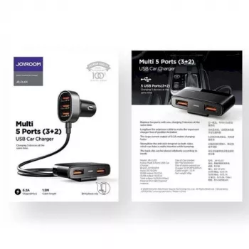Joyroom JR-CL03 5-in-1 autolaadija, 31W, 5 USB-A porti, must