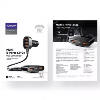 Joyroom JR-CL03 5-in-1 autolaadija, 31W, 5 USB-A porti, must