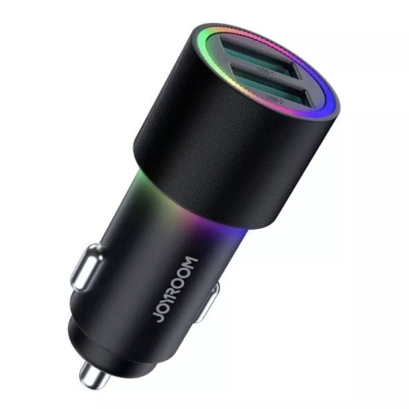 JOYROOM JR-CL10 Auto Laadija 2x USB 24W LED Taustvalgus Must