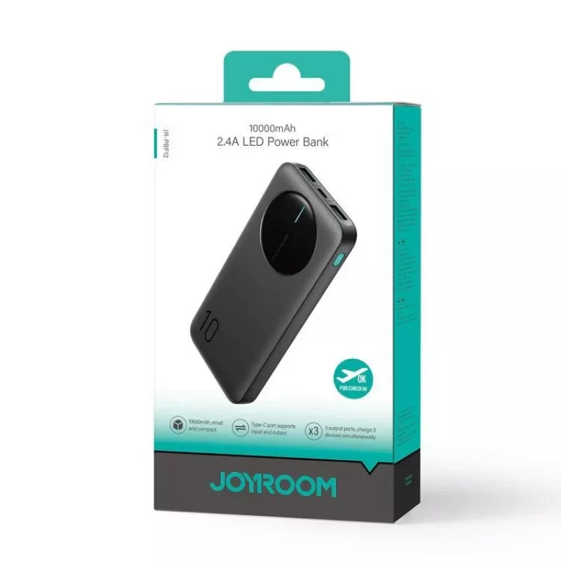 Joyroom JR-PBF12 Power Bank 10000mAh 2.4A 2x USB-A 1x USB-C Must