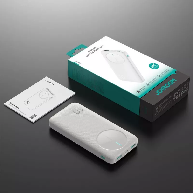 Joyroom JR-PBF12 Power Bank 10000mAh 2.4A Dual USB-A USB-C Valge